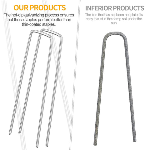 6 inch 50 Pack Landscape Staples, Tent Stakes, Plant Cover Spikes