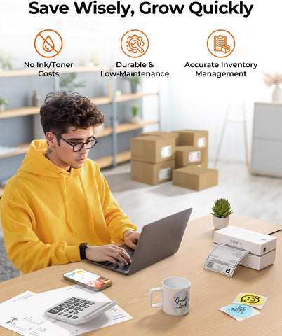 MUNBYN Bluetooth Thermal Label Printer, Wireless 4x6 Shipping Label Printer