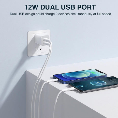 USB Wall Charger, Dual Port Cube Power Adapter Charger Plug Block Charging Box