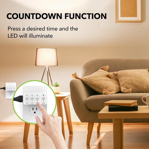 BN-LINK Indoor Countdown Timer with Repeat Function, 3-Prong Outlet Timer