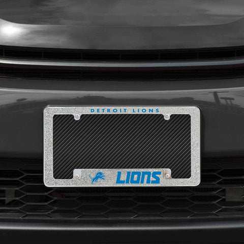 Rico Industries NFL Detroit Lions Chrome All Over Automotive Bling License Plate Frame 12'' x 6'' Chrome All Over Automotive Bling License Plate Frame Design for Car/Truck/SUV