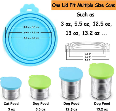 Comtim Pet Food Can Cover Silicone Can Lids for Dog and Cat Food(Universal Size,One fit 3 Standard Size Food Cans),Blue and Green