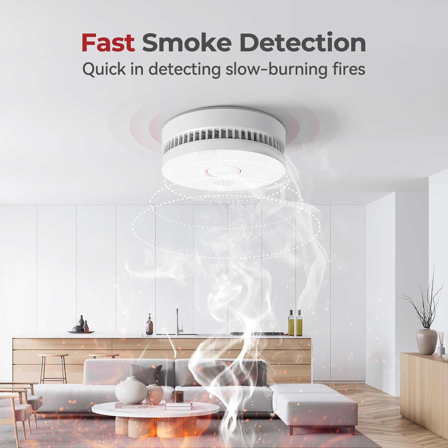 SITERLINK Smoke Detectors with 9V Replaceable Battery GS509A 4 Pack