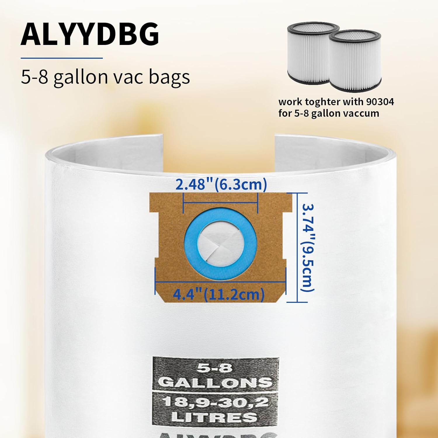 5 PCS Shop Vac Bags 5-8 Gallon Type E/H 90661 90671 Vac Bags by ALYYDBG