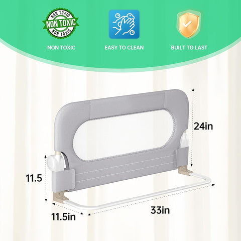 UPGOGO Folding Bed Rail for Toddlers, Grey, 33" L x 23.6" H