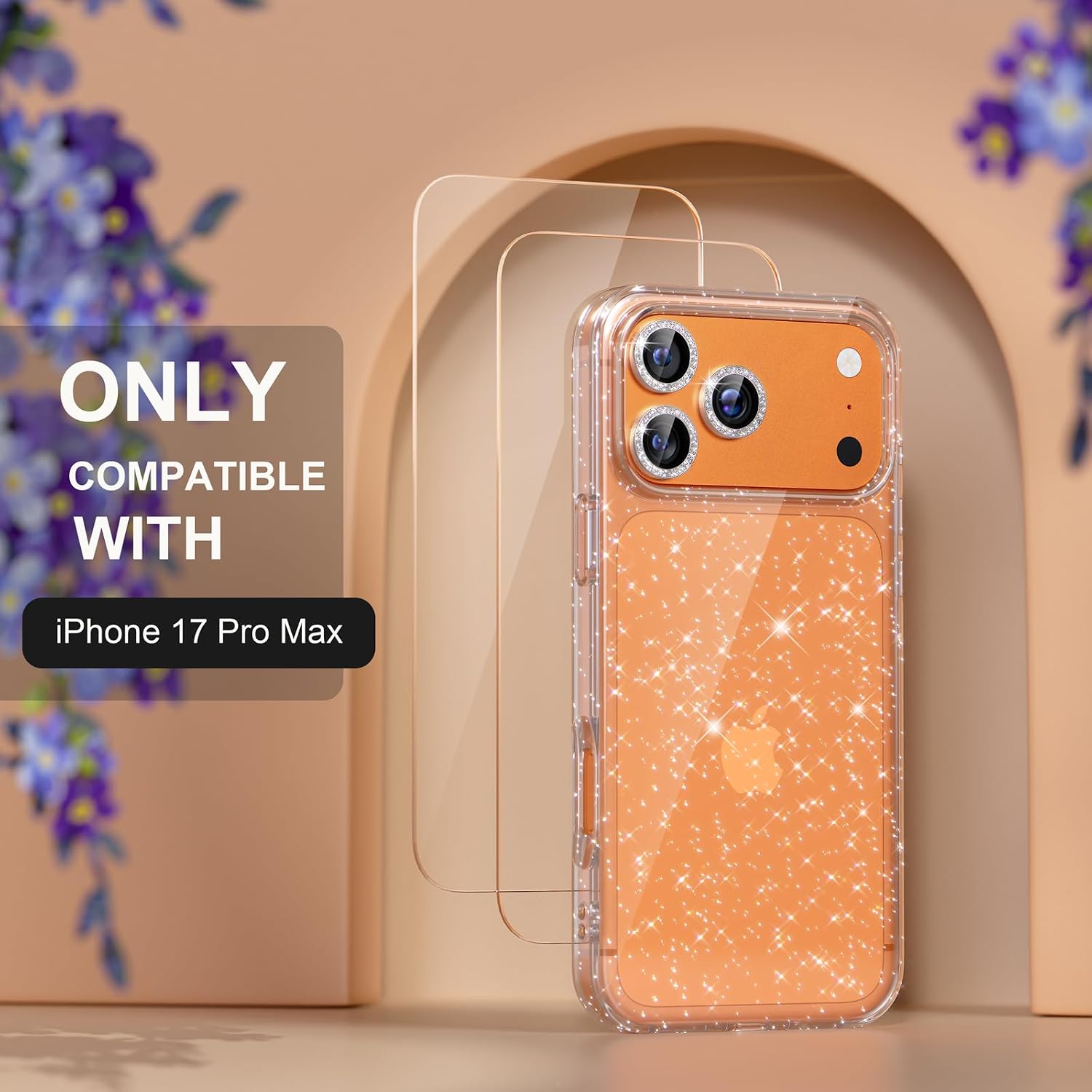Choiche for iPhone 17 Pro Max Case Clear Women Girly (Glitter Clear)