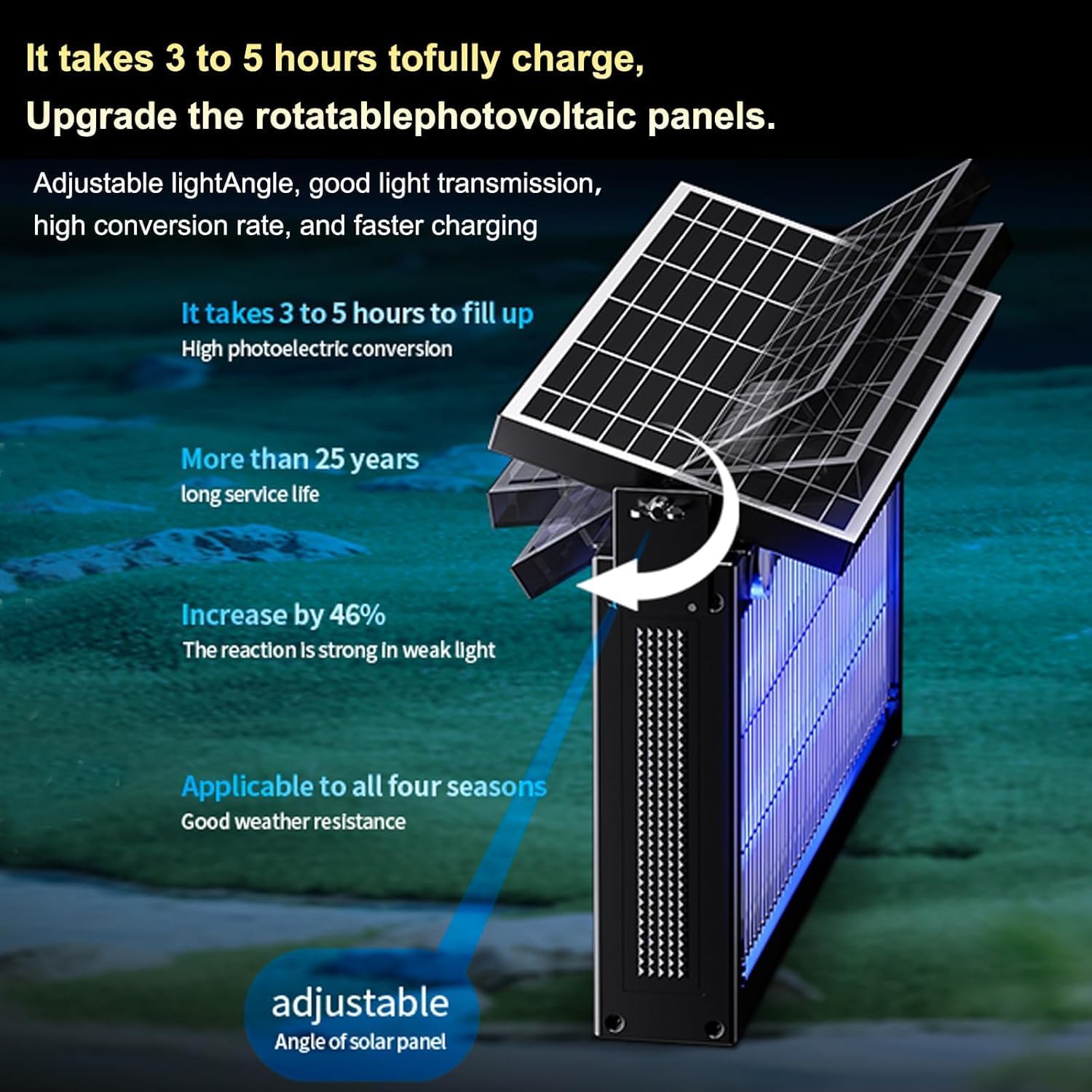 Solar Bug Zapper, 4500V Mosquito Zapper Fly Traps Outdoor Patio Waterproof