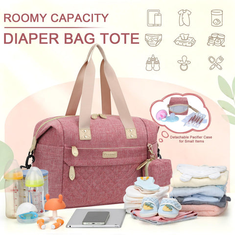 Pritent Diaper Bag Tote Waterproof Maternity Baby Bags with Pacifier Case