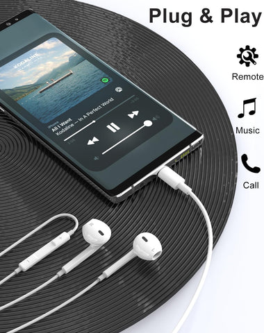 2 Packs USB C Headphones for iPhone 16/15 Earbuds with Microphone & Volume Control HiFi Stereo Type C Earphones for Galaxy S23/S22/S21/S20/Ultra Note 10/20, for iPad Pro Pixel 7/6/6a/5/4 and More