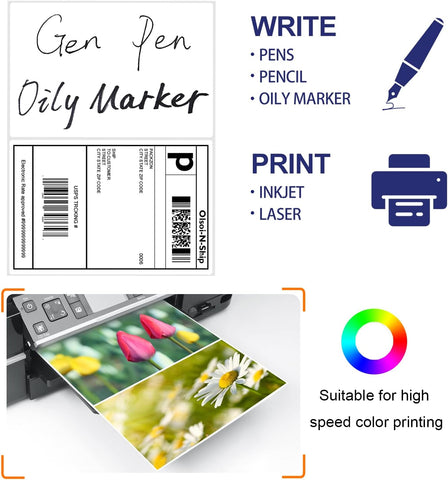 8-1/2"×5-1/2" Shipping Labels 60 Labels Sticker Paper for Laser/Ink Jet Printer mailing Labels 8.5"×11" White 2 per Sheet