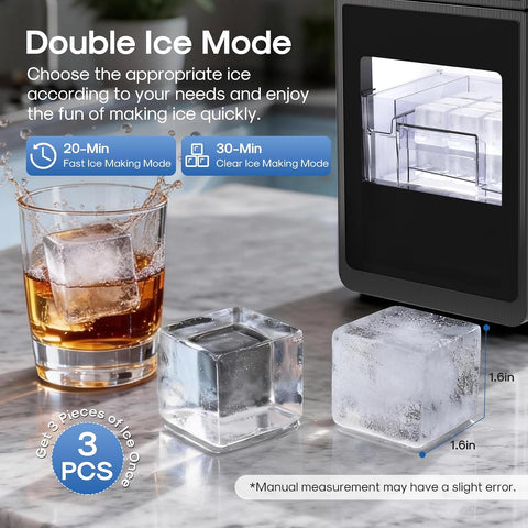 ICEPURE Clear Ice Cube Maker Portable Countertop, 3Pcs/20 Mins