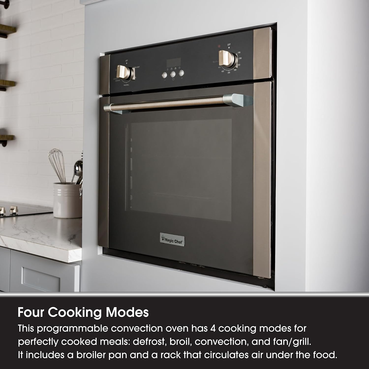 Magic Chef 24-Inch Built-In Electric Wall Oven, Stainless Steel, 2.2 Cu Ft