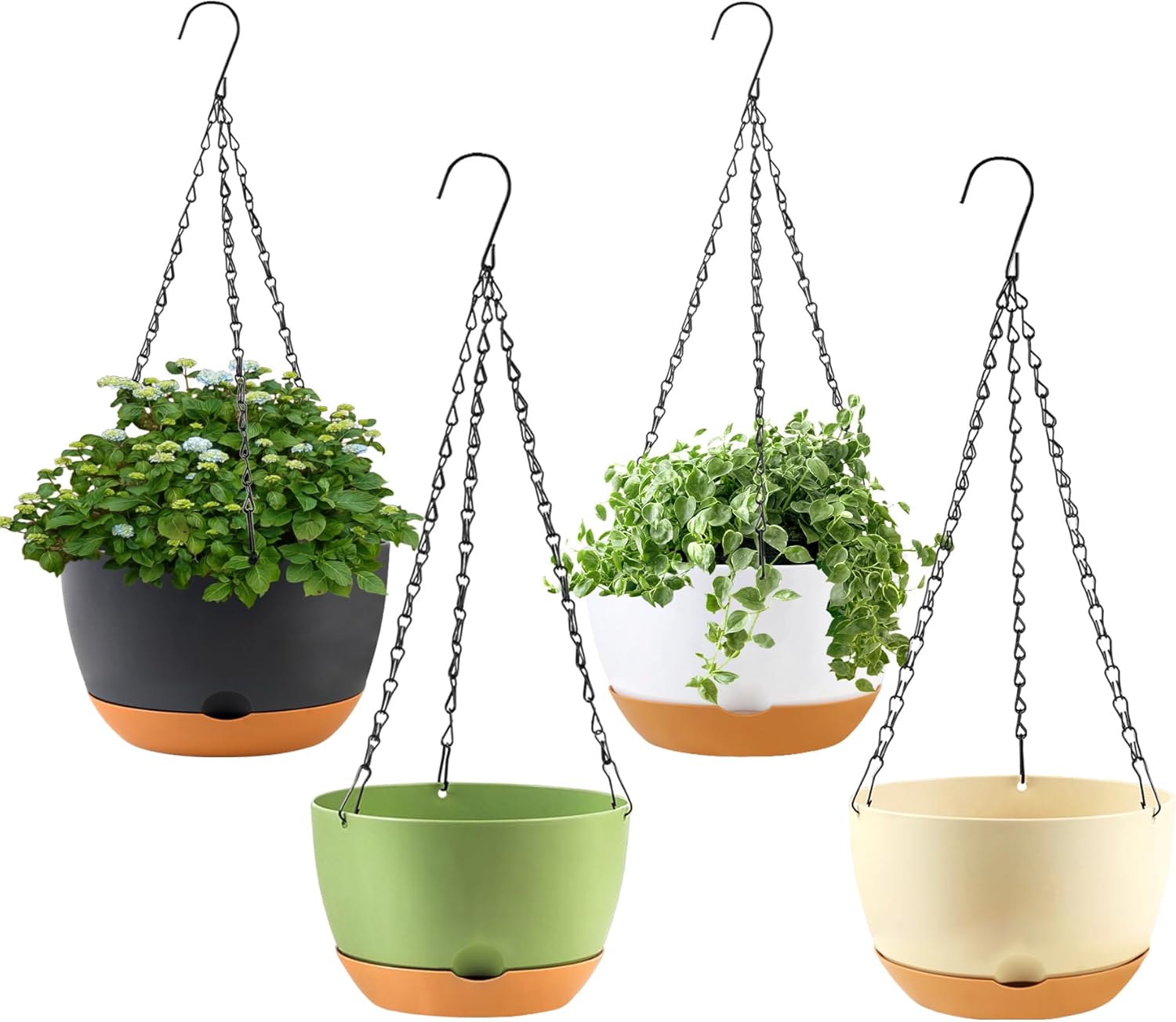 Hanging Planter for Plants Indoor, 8 Inch 4 Pack White/Black/Green/Beige