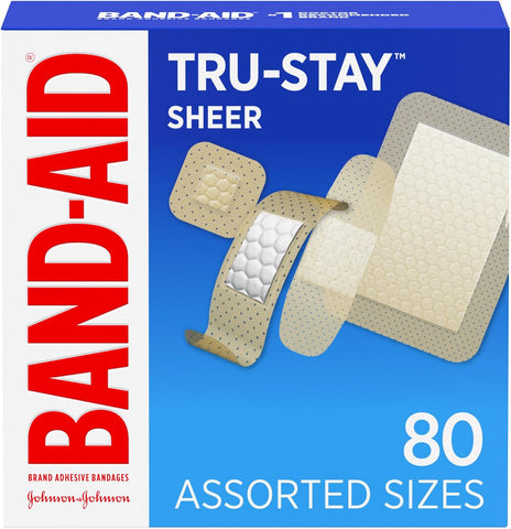 BAND-AID Brand Tru-Stay Sheer Adhesive Bandages, Assorted Sizes, 80 Count
