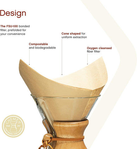 Chemex Unbleached, Pour Over FSU-100, 100ct