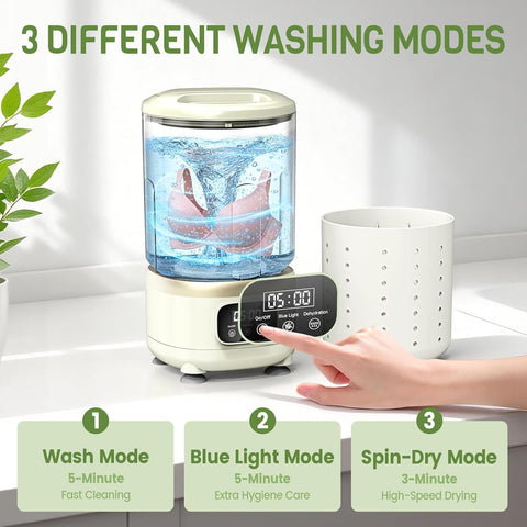 2L Mini Washing Machine, Portable Underwear Washer with 3 Modes