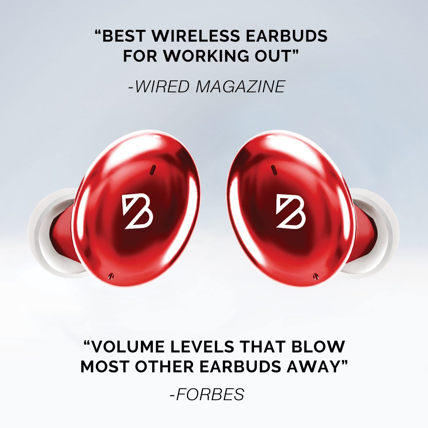 Back Bay Audio Tempo 30 Wireless Earbuds for Small Ears with Premium Sound, Comfortable Bluetooth Ear Buds for Women and Men, Red Earphones for Small Ear Canals