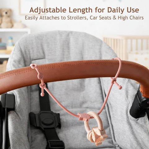 ROCCED Toy Straps for Baby 6pcs, Silicone High Chair Toys Straps Stroller Accessories Toddler Bottle Strap Car Seat Toys Baby Travel Essential Silicone Ivory+Sage+Blue