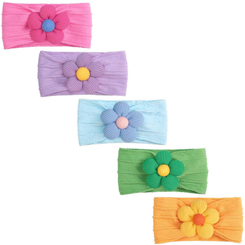 CÉLLOT 5 Pcs Baby Flower Headbands Baby Girls Nylon Headbands for Newborn