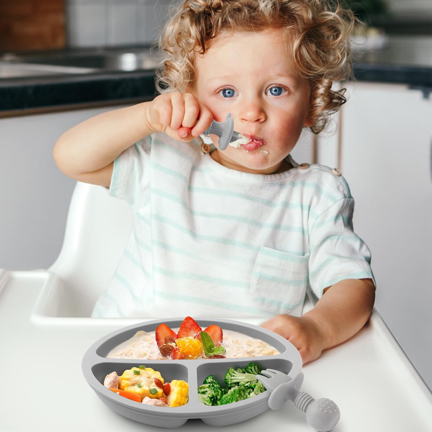 Eascrozn Baby Utensils, 6 Pack Silicone Forks and Spoons Set, BPA Free