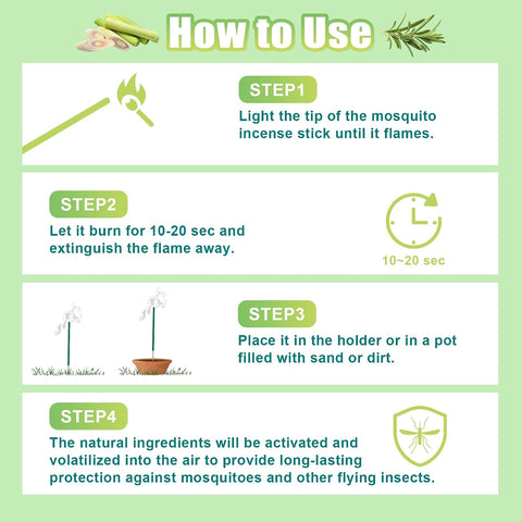 100P Natural Citronella Mosquito Repellent Incense Sticks for Outdoor Patio