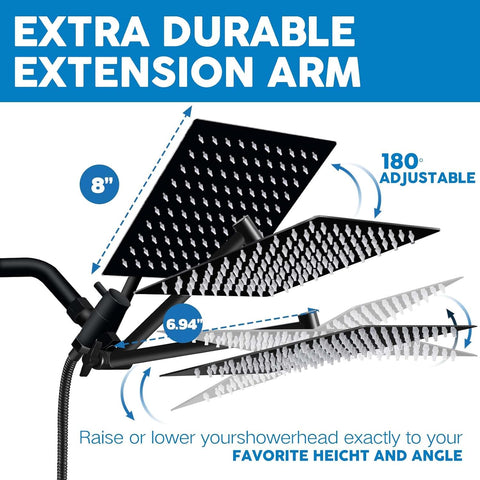 Shower Head, 8" High Pressure Rainfall Shower Head with Handheld Dual Spray