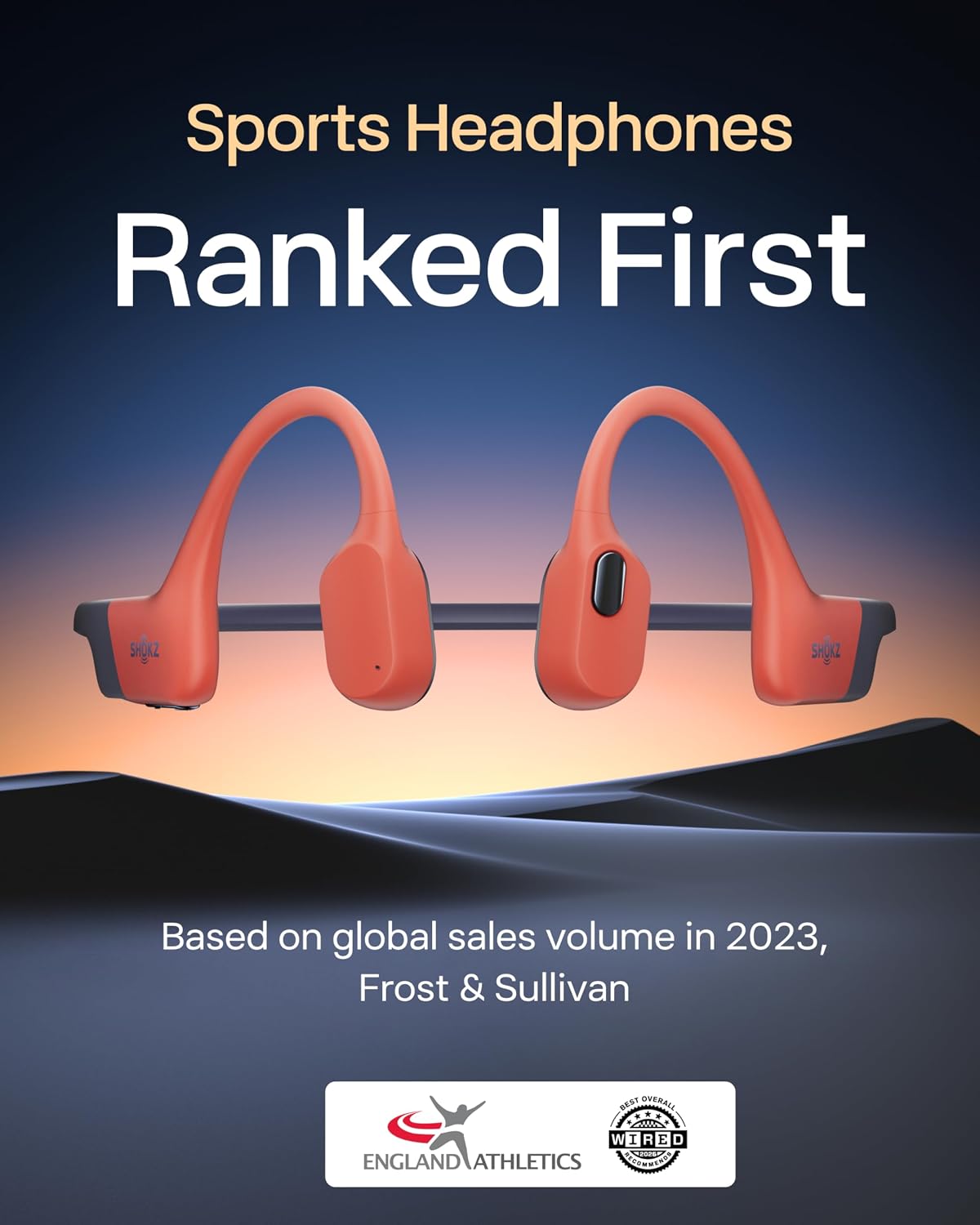 SHOKZ OpenSwim Pro Open-Ear MP3 Headphones, Red, IP68 Waterproof, 32GB MP3