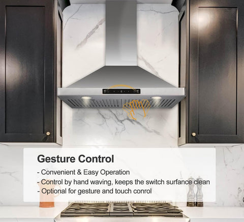 36 Inch Wall Mount Range Hood, Stainless Steel 800CFM DC Motor