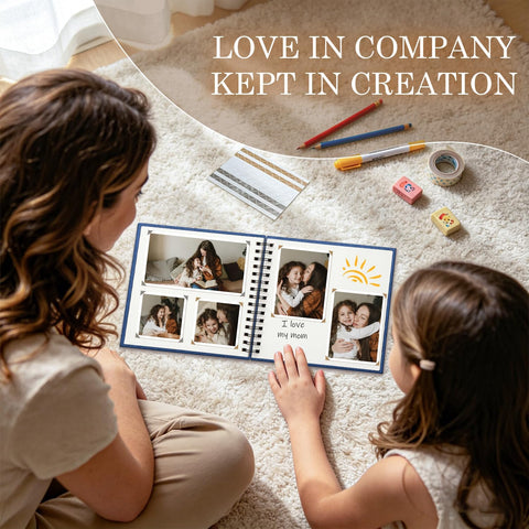 Popotop Scrapbook Photo Album, 8x8in 60Pages DIY Hardcover Kraft Blank Memory Book with Personalized Display Picture Window for Family, Wedding, Guest Book, Anniversary, Baby, Travel, Christmas