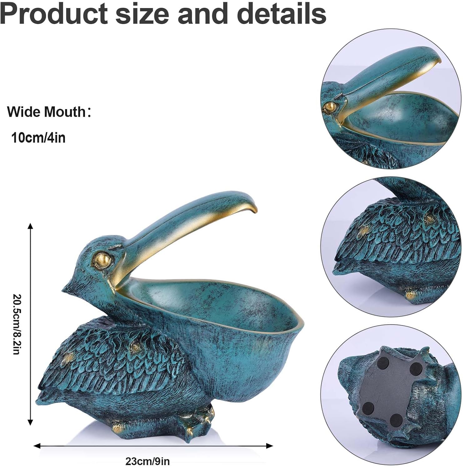 Pelican Key Holder Statues,Fun Animal Hippo Candy Dish,Candy Dish for Office Desk Unique,Modern Key Holder for Pelican Figurine,Suitability Desk candy bowl and Entry Table Decor Items((Green