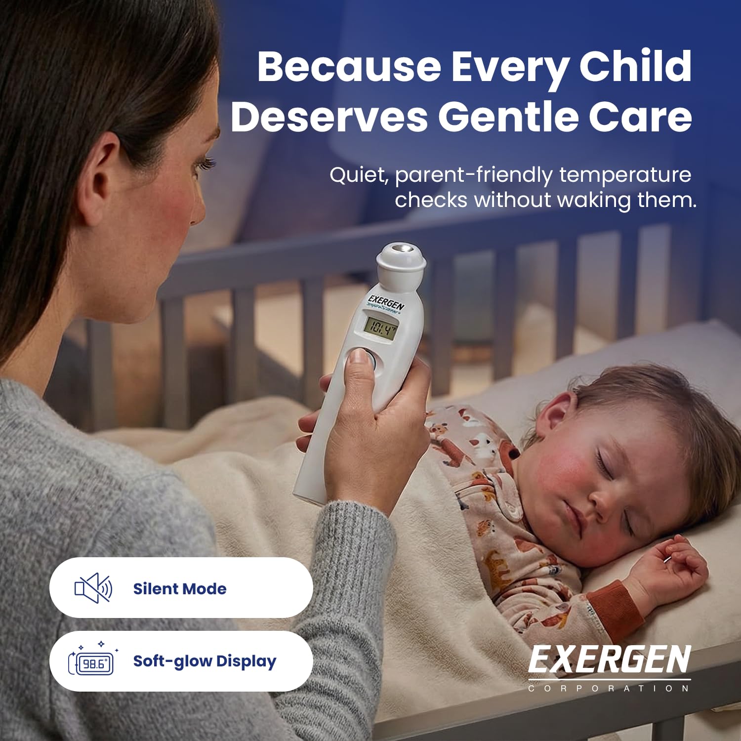 Exergen TAT-2000C+ Thermometer for Adults, Kids, & Newborns, 9V Included