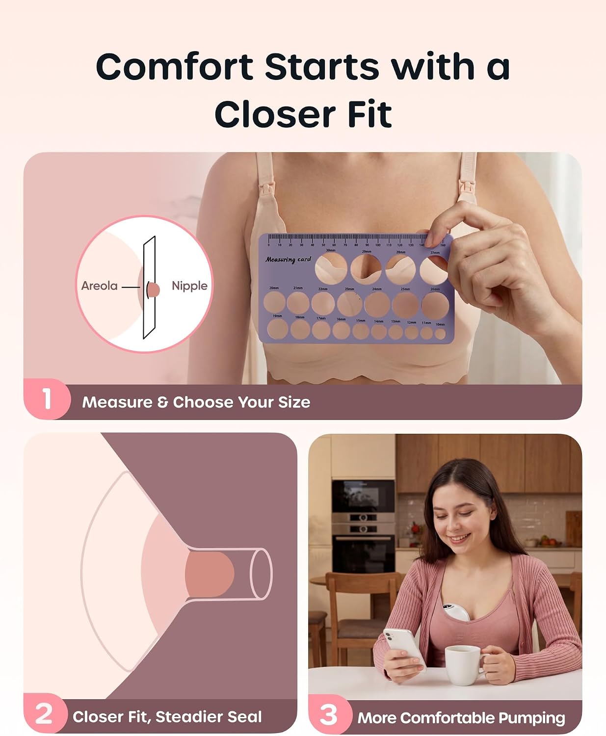 Nuliie Silicone Flange Inserts 12/14/16/18/20mm 10PCS for 24mm Breast Pump