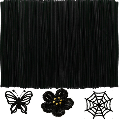 Black Pipe Cleaners Craft Bulk,Arts Crafts,100PCS Chenille Stems,Christmas Gifts Toys for Ages 8-13,Halloween Decorations Art Supplies for Projects Creative DIY Room Decor,Crafts for Adults