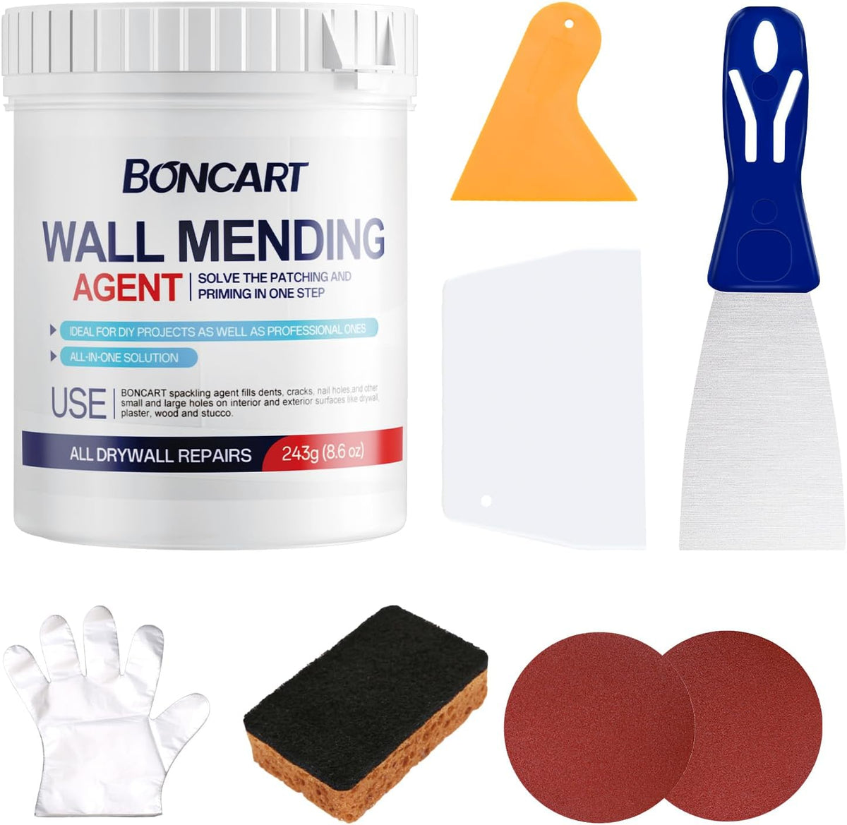 BONCART 8.6Oz Drywall Patch Repair Kit – Professional All-in-1 Tool Set