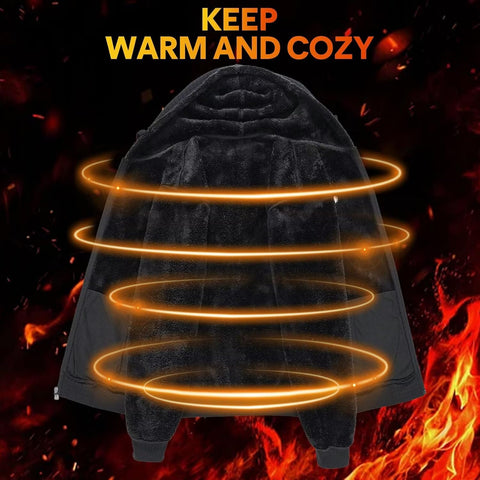 yuyangdpb Men's Zip Up Hoodie Heavyweight Fleece Sherpa Lined Sweatshirt Jackets Winter Warm Coats