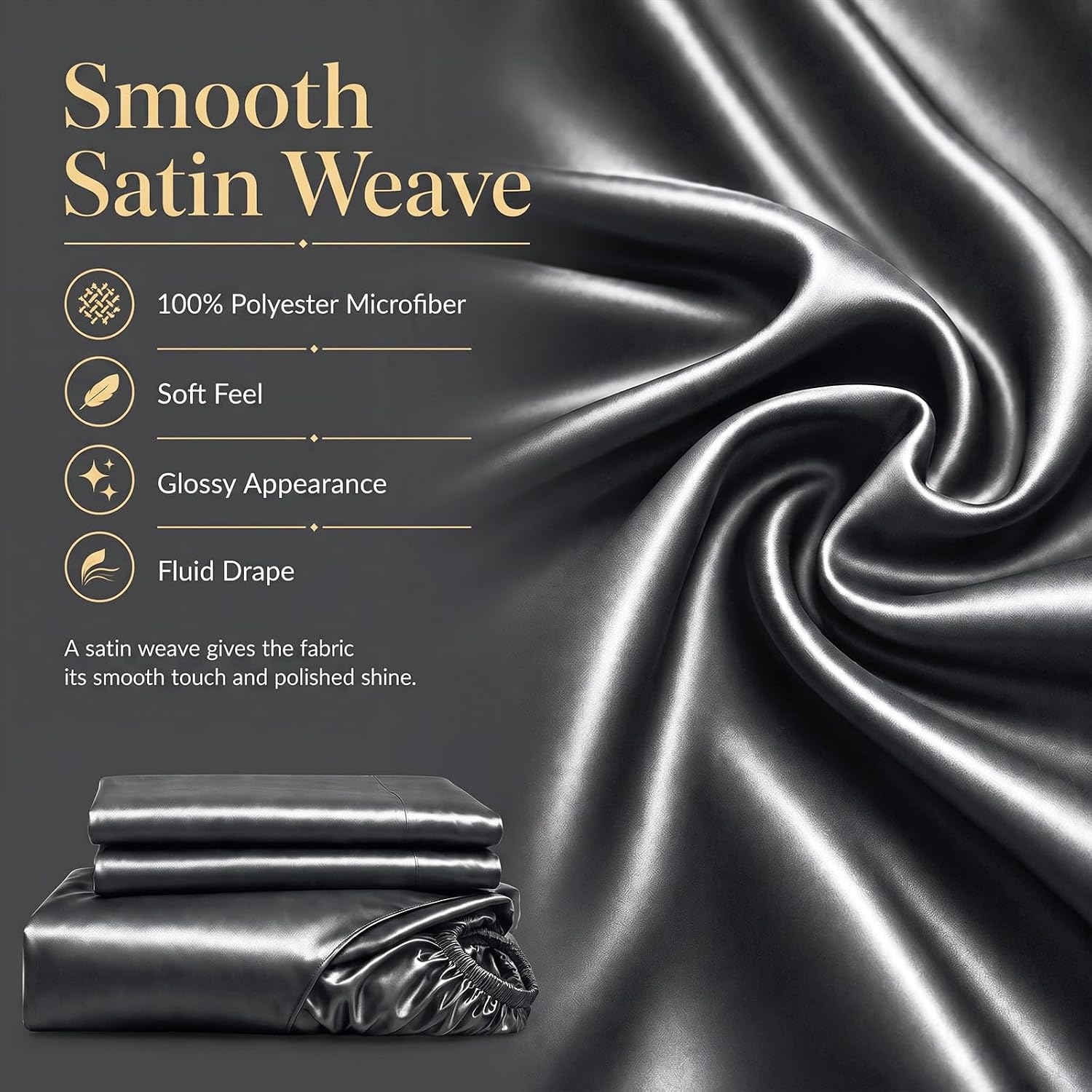 CozyLux Queen Satin Sheets, Fits Mattresses up to 14 Inches, 4-Piece