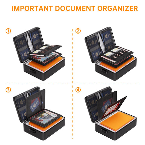 DocSafe 5200°F Document Organizer with Lock,Upgraded Heat Insulated Fireproof＆Waterproof Box 8 Layers File Organizer,Portable Home Travel Safe Storage for Important Documents, Files and More