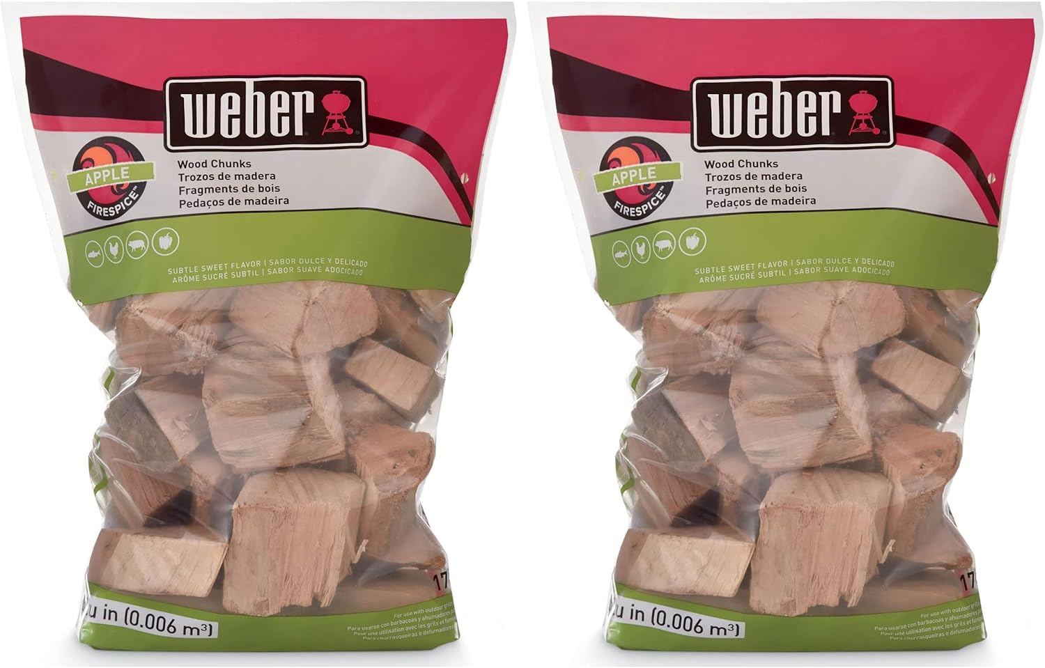Weber® Apple Wood Chunks, Outdoor Cooking Fuel, 4 lb