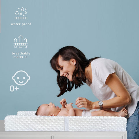 YENING Waterproof Baby Diaper Changing Pad for Dresser with Washable Cover Contoured Changing Table Pad 31.5" x 16" White