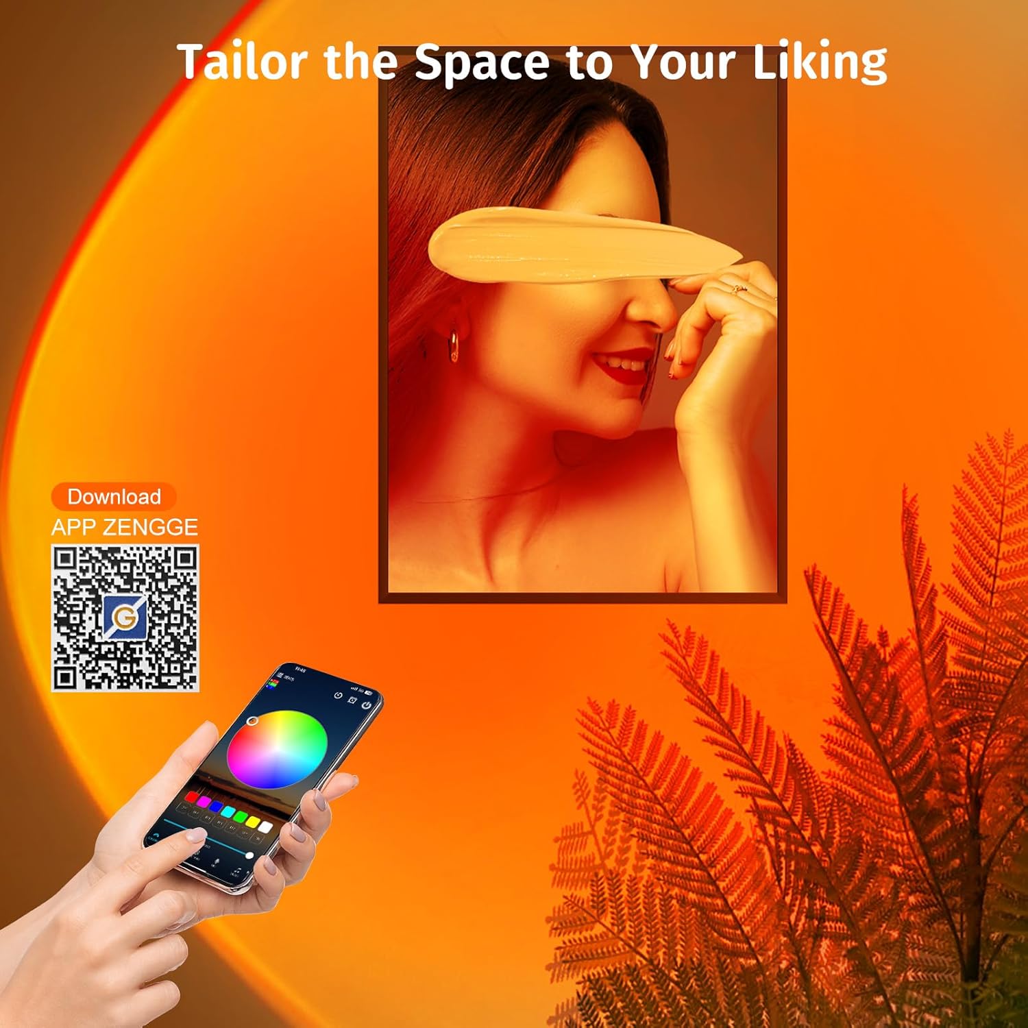 Neroupe Sunset Lamp Projector with APP & Button Control LED Night Light