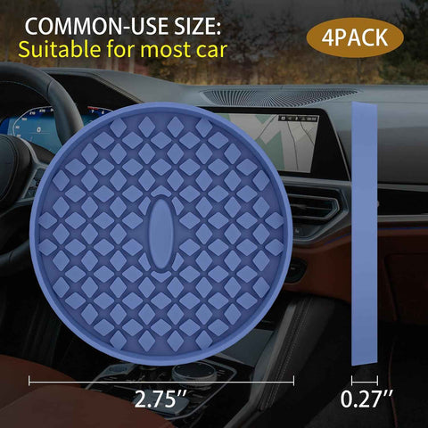 ME.FAN Car Cup Coasters [4 Pack] Silicone Car Coasters/Cup Mats, Non-Slip Recessed Car Interior Accessories Navy Blue