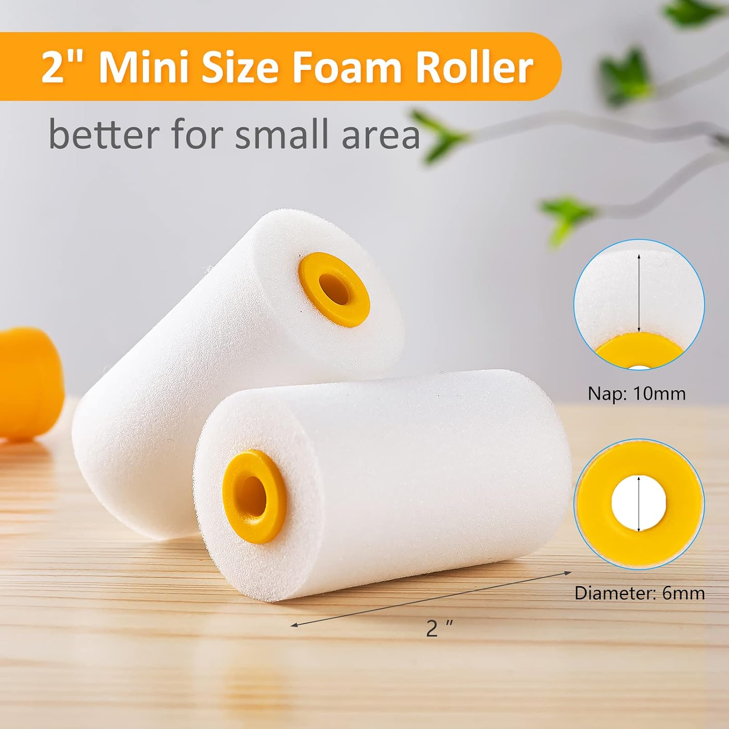 Mister Rui 2 Inch Foam Paint Roller Kit, Mini Paint Roller Brush 9 Pack