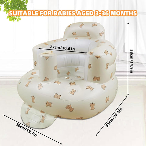 AGITVPS Upgrade Inflatable Baby Seat with Tray for Babies 3-36 Months, Built in Air Pump Bumbo Seat with Tray, Baby Chair Sit Me up Floor Seat for Baby, Learning to Sit&Feeding (Pillar-Bear Cub)