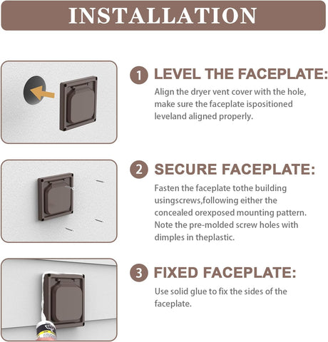 Dryer Vent Cover Outside 4 inch, Magnetic Door Design, Durable Airflow Vent with Lint Trap Screen, Thickened Material, 6 inch x 6 inch Size, Brown
