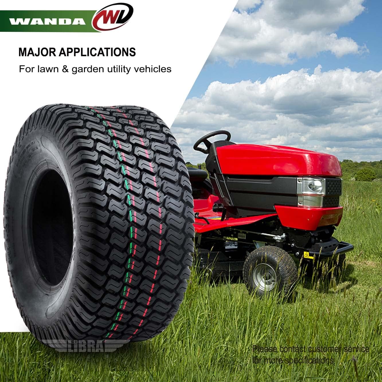 WANDA 16X7.5-8 Lawn Mower Tractor Cart Turf Tires 4 Ply 16x7.5x8 Set2-13020