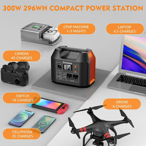 EnginStar Portable Power Station 300W 296Wh Solar Generator