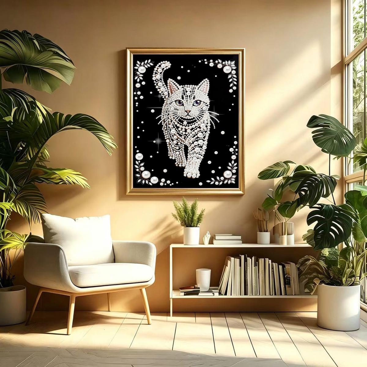 GEMFAMILY 5D Diamond Pearl Painting Kits for Adults Beginners, Special Shape Diamond Art Kits for Animal Cat,DIY Diamonds Art Pearl Painting for Home Walls Decor 12 x 16 inch