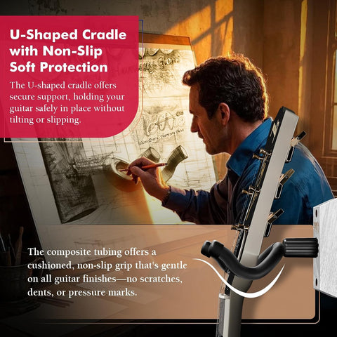 Guitar Wall Hanger 2 Pack U-Shaped White Mount