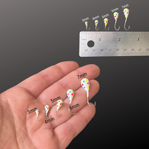 Reaction Tackle Tungsten Ice Fishing Jigs, Tear Drop Jig Heads that Glow with UV Light for Panfish, Crappie, Walleye, Perch, Trout and Bluegill