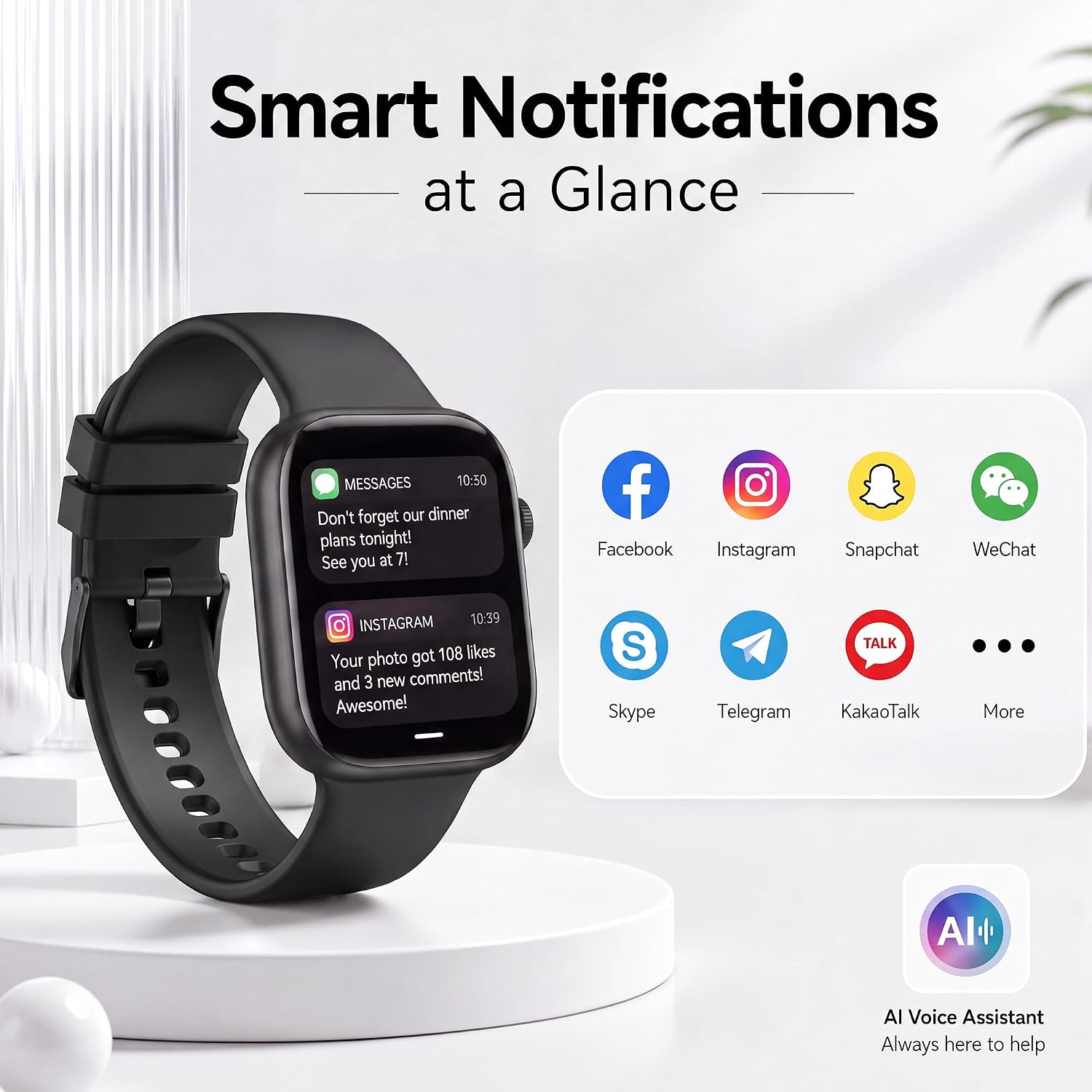 Smart Watch for Women Men, Bluetooth Answer/Make Call, 1.83" HD Touchscreen